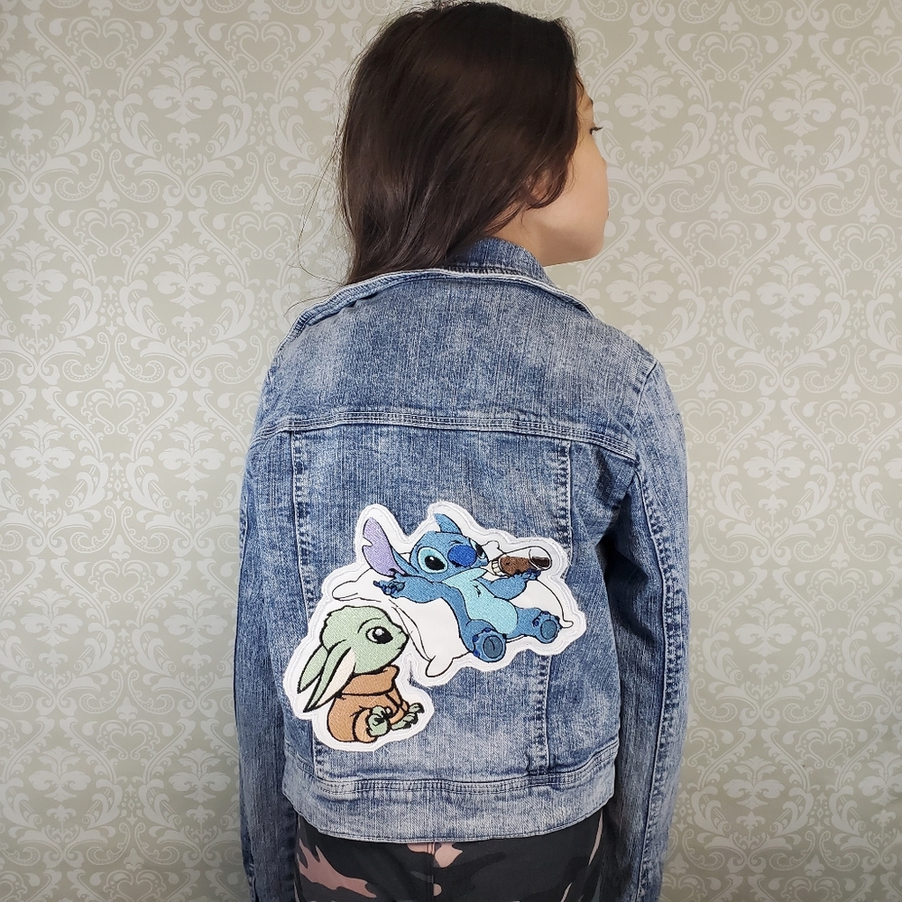 Stitch and Baby Yoda Custom Embroidered Jacket